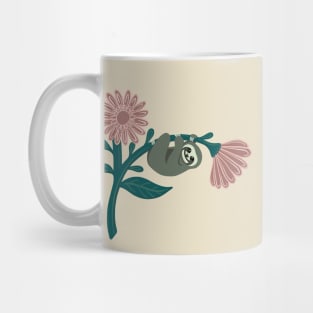 Just hanging around - happy sloth on giant daisy Mug